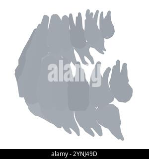 Types de silhouette dentaire. Diverses dents humaines avec racines, molaires, prémolaires, canines. Illustration vectorielle. Illustration de Vecteur