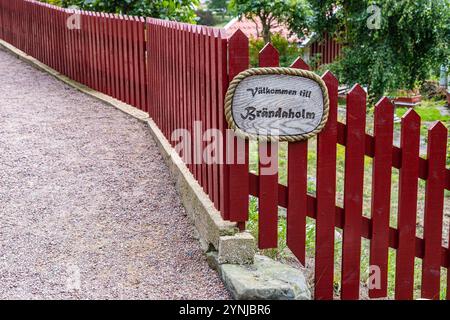 Bienvenue dans la célèbre colonie de jardin d'Brändaholm sur l'île de Dragsö dans l'archipel de Karlskrona, Blekinge län, Suède. Banque D'Images