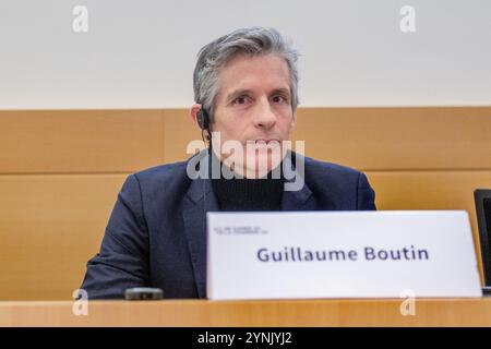 Bruxelles, Belgique. 26 novembre 2024. Guillaume Boutin, PDG de Proximus, photographié lors d’une session de la commission parlementaire pour la mobilité et les entreprises publiques, au parlement fédéral, à Bruxelles, mardi 26 novembre 2024. BELGA PHOTO HATIM KAGHAT crédit : Belga News Agency/Alamy Live News Banque D'Images