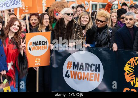 Kate Nash, Mel C, Annie Lennox, Gabrielle, Sadiq Khan à l'événement March4Women dans le cadre de la Journée internationale de la femme. Une marche pour l'égalité Banque D'Images