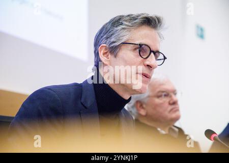 Bruxelles, Belgique. 26 novembre 2024. Guillaume Boutin, PDG de Proximus, photographié lors d’une session de la commission parlementaire pour la mobilité et les entreprises publiques, au parlement fédéral, à Bruxelles, mardi 26 novembre 2024. BELGA PHOTO HATIM KAGHAT crédit : Belga News Agency/Alamy Live News Banque D'Images