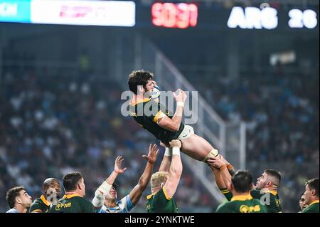 Santiago Del Estero, Argentine. 21 septembre 2024. Ruan Nortje (C) vu en action lors du match de rugby entre l'Argentine et l'Afrique du Sud à l'Estadio Madre de Ciudades. Score final ; Argentine 29:28 Afrique du Sud (photo de Cesar Heredia/SOPA images/SIPA USA) crédit : SIPA USA/Alamy Live News Banque D'Images