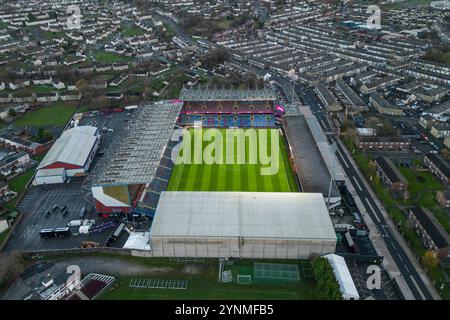 Une vue aérienne générale de Turf Moor, domicile de Burnley, pendant le match du Sky Bet Championship Burnley vs Coventry City à Turf Moor, Burnley, Royaume-Uni, 26 novembre 2024 (photo de Craig Thomas/News images) Banque D'Images