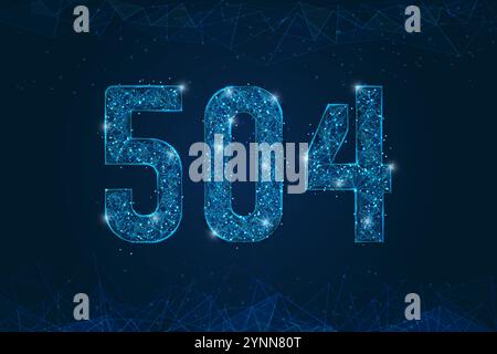 Image bleue isolée abstraite de l'erreur HTTP 504 délai d'expiration de la passerelle. Polygonal faible poly illustration filaire ressemble à des étoiles dans le ciel nocturne noir dedans Illustration de Vecteur