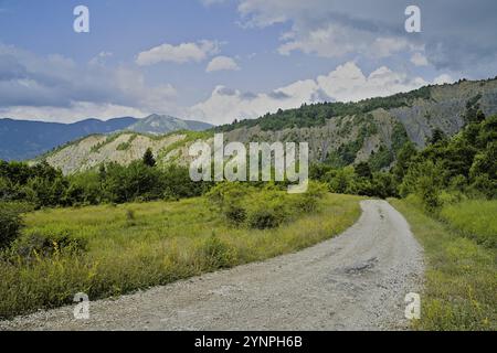 Route principale du parc national Hotova Dangell. C’est un parcours rond rugueux qui devient très dangereux au milieu de la piste Banque D'Images