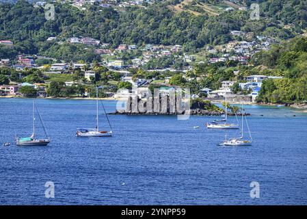 Une vue du fort Duvernette une structure défensive sur Saint Vincent et les Grenadines Banque D'Images