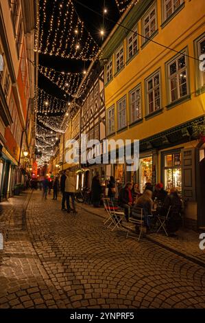 Pont des marchands à Erfurt pendant la période de noël Banque D'Images