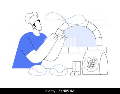 Préparation d'illustrations vectorielles isolées de bande dessinée de pâte à pizza. Illustration de Vecteur