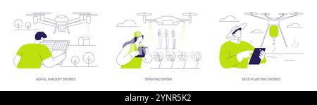 Drones agricoles illustrations vectorielles abstraites de concept. Illustration de Vecteur