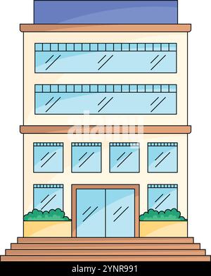 Bâtiment moderne avec de grandes fenêtres et de la verdure, vecteur Illustration de Vecteur