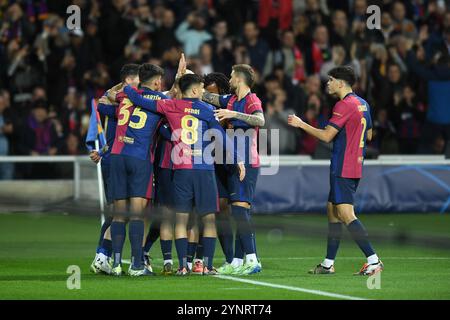 Barcelone, ESP. 26 novembre 2024. FC BARCELONE vs stade Brestois 26 novembre 2024 lors du match de phase de Ligue des Champions de l'UEFA 2024/25 entre le FC Barcelone et le stade Brestois à l'Olimpic Stadium Lluis Companys de Montjuïc à Barcelone, Espagne. Crédit : Rosdemora/Alamy Live News Banque D'Images