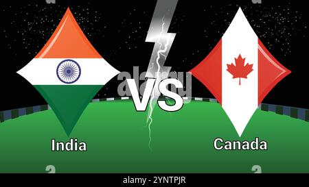 Match Stadium et Sky Stars Thunder Flash avec Inde vs Canada Illustration de Vecteur