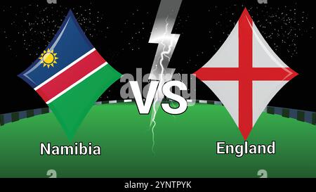 Match Stadium et Sky Stars Thunder Flash avec Namibie vs Angleterre Illustration de Vecteur