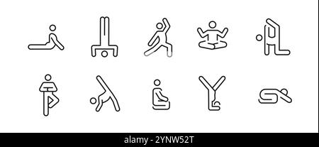 Jeu d’icônes de yoga Illustration de Vecteur