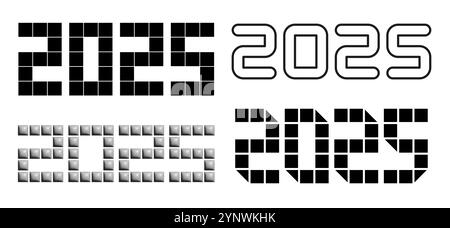 Modèle de conception noir 2025 chiffres. Logo du nouvel an Illustration de Vecteur