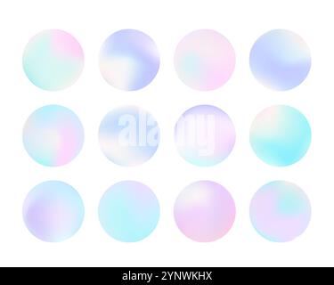 Sphères colorées iridescentes holographiques fluides Illustration de Vecteur