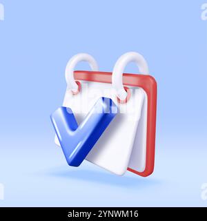 Calendrier mural en spirale en papier 3D et coche Illustration de Vecteur