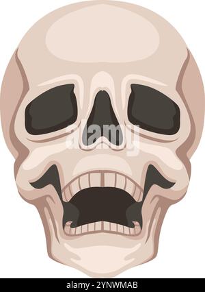 Un crâne avec une bouche ouverte et une langue sortant. Le crâne est blanc et a un nez noir Illustration de Vecteur