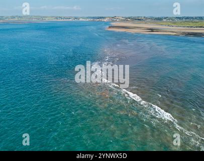 Vue aérienne de l'estuaire Taw et Torridge, où les rivières Taw et Torridge rejoignent la mer, près de Bideford et Barnstaple, Devon, Grande-Bretagne. Banque D'Images