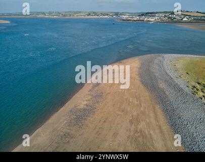 Vue aérienne de l'estuaire Taw et Torridge, où les rivières Taw et Torridge rejoignent la mer, près de Bideford et Barnstaple, Devon, Grande-Bretagne. Banque D'Images