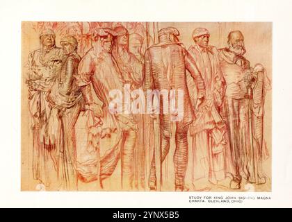 Frank Brangwyn - Etude pour King Ji=ohn Signing the Magna Carta - Cleveland Ohio, USA - 1921 Banque D'Images