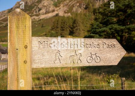 Royaume-Uni, Angleterre, Cumbria, Langdale, Mickleden Stake Pass Footpath Banque D'Images