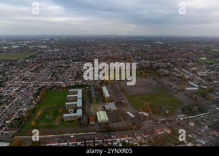 Une vue aérienne de Hounslow dans l'ouest de Londres, Royaume-Uni Banque D'Images