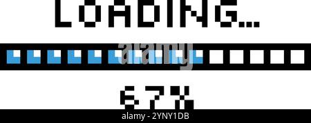 Une image pixelisée d'une barre de chargement avec le numéro 67 dessus Illustration de Vecteur