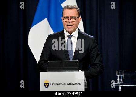 Flen, Suède. 27 novembre 2024. FLEN, SUÈDE 20241127Le premier ministre finlandais Petteri Orpo lors du sommet de mercredi à Harpsund, Suède, auquel participent les chefs de gouvernement des pays nordiques et baltes, le 27 novembre 2024. Photo : Henrik Montgomery/TT/Code 10060 crédit : TT News Agency/Alamy Live News Banque D'Images