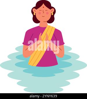 femme hindi chhath puja Illustration de Vecteur