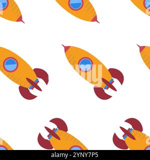 Modèle sans couture avec fusée spatiale. Illustration vectorielle. Illustration de Vecteur