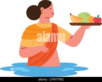 indien célébrant le festival de chhath puja Illustration de Vecteur