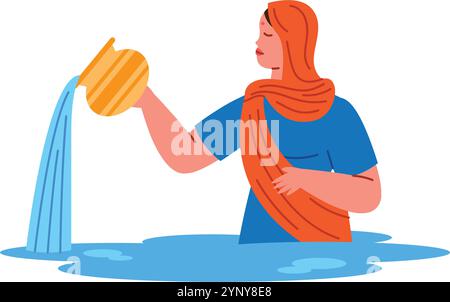 femme hindoue dans le festival chhath puja Illustration de Vecteur