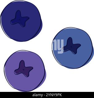 esquissez des bleuets graphiques en trois couleurs. Baies de vecteur sur fond transparent Illustration de Vecteur