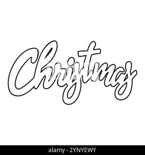 Vecteur élégant lettrage noir pour Noël sur fond blanc. Texte typographique Noël dans un style plat. Modèle de police isolé pour la conception de vacances o Illustration de Vecteur