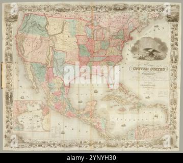 Carte des États-Unis d'Amérique, des provinces britanniques, du Mexique, des Antilles et de l'Amérique centrale, avec une partie de la Nouvelle-Grenade et du Venezuela 1849 par Colton, G. Woolworth (George Woolworth), 1827-1901 Banque D'Images
