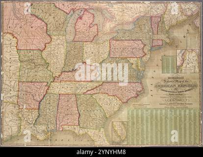 Carte nationale de Mitchell de la République américaine : ou États-Unis d'Amérique du Nord, avec des cartes des environs de trente-deux des principales villes et villages de l'union 1843 par Young, J. H. (James Hamilton) Banque D'Images