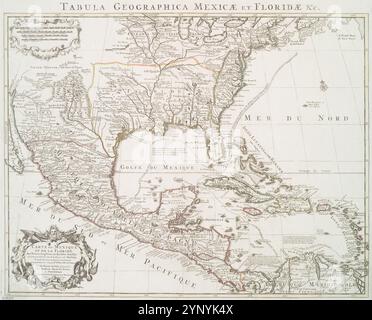 Carte du Mexique et de la Floride, des terres angloises et des Isles Antilles, du cours et des environs de la rivière de Mississipi 1722 par L'Isle, Guillaume de, 1675-1726 Banque D'Images
