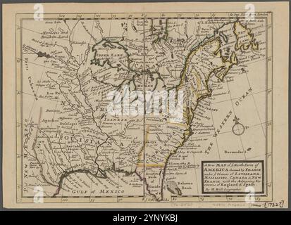 Une nouvelle carte des parties nord de l'Amérique revendiquée par la France : sous vos noms de Louisiane, Mississipi, Canada et Nouvelle-France avec les territoires adjoyants de l'Angleterre et de l'Espagne 1732 par Moll, Herman, -1732 Banque D'Images