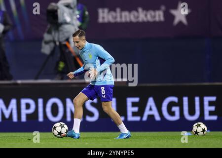 Zagreb, Croatie. 27 novembre 2024. Lukas Kacavenda du Dinamo Zagreb en action avant le match MD5 de la phase 2024/25 de la Ligue des champions de l'UEFA entre le GNK Dinamo Zagreb et le Borussia Dortmund au stade Maksimir le 27 novembre 2024 à Zagreb, Croatie. Photo : Luka Stanzl/PIXSELL crédit : Pixsell/Alamy Live News Banque D'Images