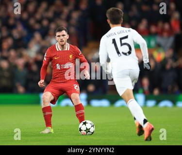 Liverpool, Royaume-Uni. 27 novembre 2024. Andrew Robertson de Liverpool lors du match de l'UEFA Champions League à Anfield, Liverpool. Le crédit photo devrait se lire comme suit : Jessica Hornby/Sportimage crédit : Sportimage Ltd/Alamy Live News Banque D'Images