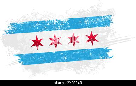 Drapeau de Chicago avec effet grunge Illustration de Vecteur