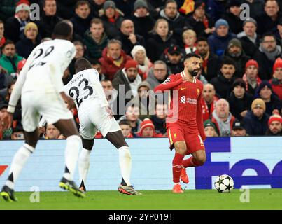 Liverpool, Royaume-Uni. 27 novembre 2024. Mohamed Salah de Liverpool lors du match de l'UEFA Champions League à Anfield, Liverpool. Le crédit photo devrait se lire comme suit : Jessica Hornby/Sportimage crédit : Sportimage Ltd/Alamy Live News Banque D'Images