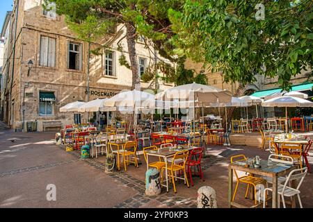 Café Rosemarie sur la rue des Soeurs noires à Montpellier, France Banque D'Images