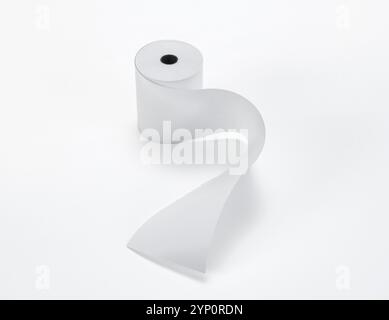 Rouleau de papier blanc courbé et déroulé Banque D'Images