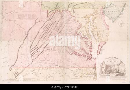 Une carte de la partie la plus habitée de Virginie contenant toute la province du Maryland avec une partie de Pensilvania, New Jersey et Caroline du Nord 1755 par Fry, Joshua, environ 1700-1754 Banque D'Images