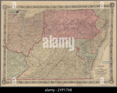 Carte de Colton de Virginie, Maryland, Delaware, Pennsylvanie, New Jersey : et une partie des états voisins 1861 Banque D'Images