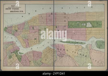 Carte des parties centrales des villes de New York et Brooklyn 1873 par Beers, F. W. (Frederick W.) Banque D'Images