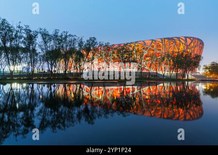 Pékin, Chine - 11 avril 2024 : stade olympique national nid d'oiseau architecture moderne à Pékin, Chine. Banque D'Images