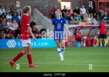 Ebbsfleet, Royaume-Uni. 10 août 2022. Lexi Potter pendant Ebbsfleet United vs Chelsea Academy dans un amical de pré-saison. Banque D'Images